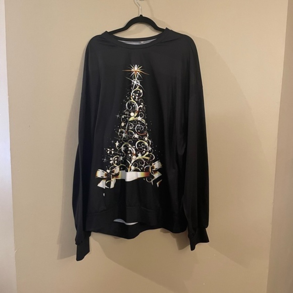 Women Plus Size Holiday Print Long Sleeve Sweatshirt Size 4XL